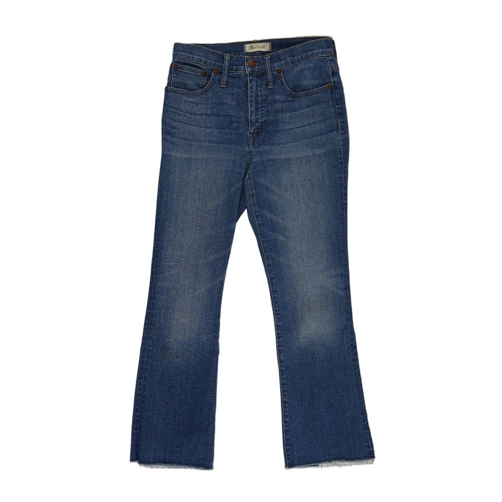 Madewell Jeans Women's Size 27 Blue High Rise Cali Demi Boot Raw Hem Back Seam